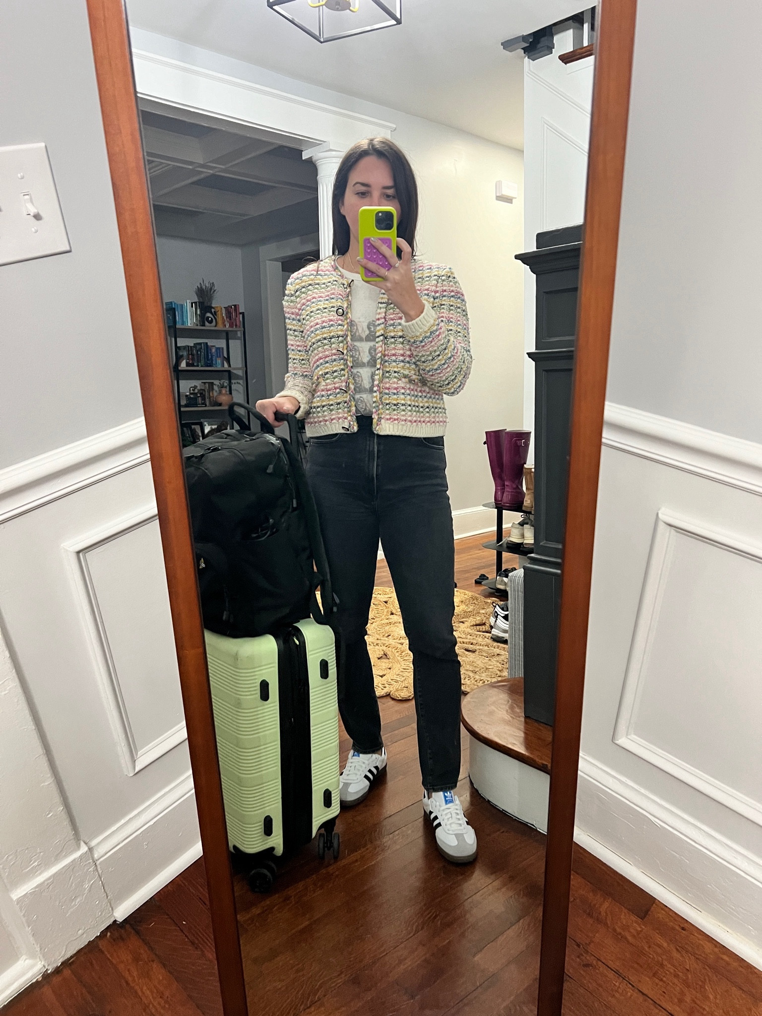 Travel outfit. Rent the runway. Fall travel. Adidas sambas. Cardigan. 

#LTKfindsunder100 #LTKstyletip #LTKtravel