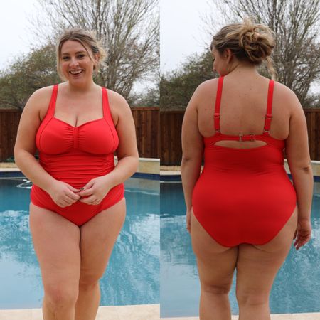 I don’t want you to zoom in my boob, but in the same breath, please look at my left boob. This is why removable pads are the vain of my existence! Sew it in, or take it out, pretty please. But I digress… This sexy little swimsuit is the perfect combination of pin up and family friendly/Sandlot vibes. It’s got adjustable straps and a band that can be tightened in the back. The multiple panels of ruching on the front are creating a gorgeous shape and fun detailing to catch the eye. There’s also support in the chest coming from your thick seams on the under and outside sections of the bust. You’ll find lining in the suit on the front and in the back a moderately cheeky booty with no ruching.

This  Amazon one piece is $33 available in sizes med-28 Plus and 28+ color variations. I am wearing 14. #amazon #plussizeswim #swimsuit 

#LTKunder50 #LTKcurves #LTKswim
