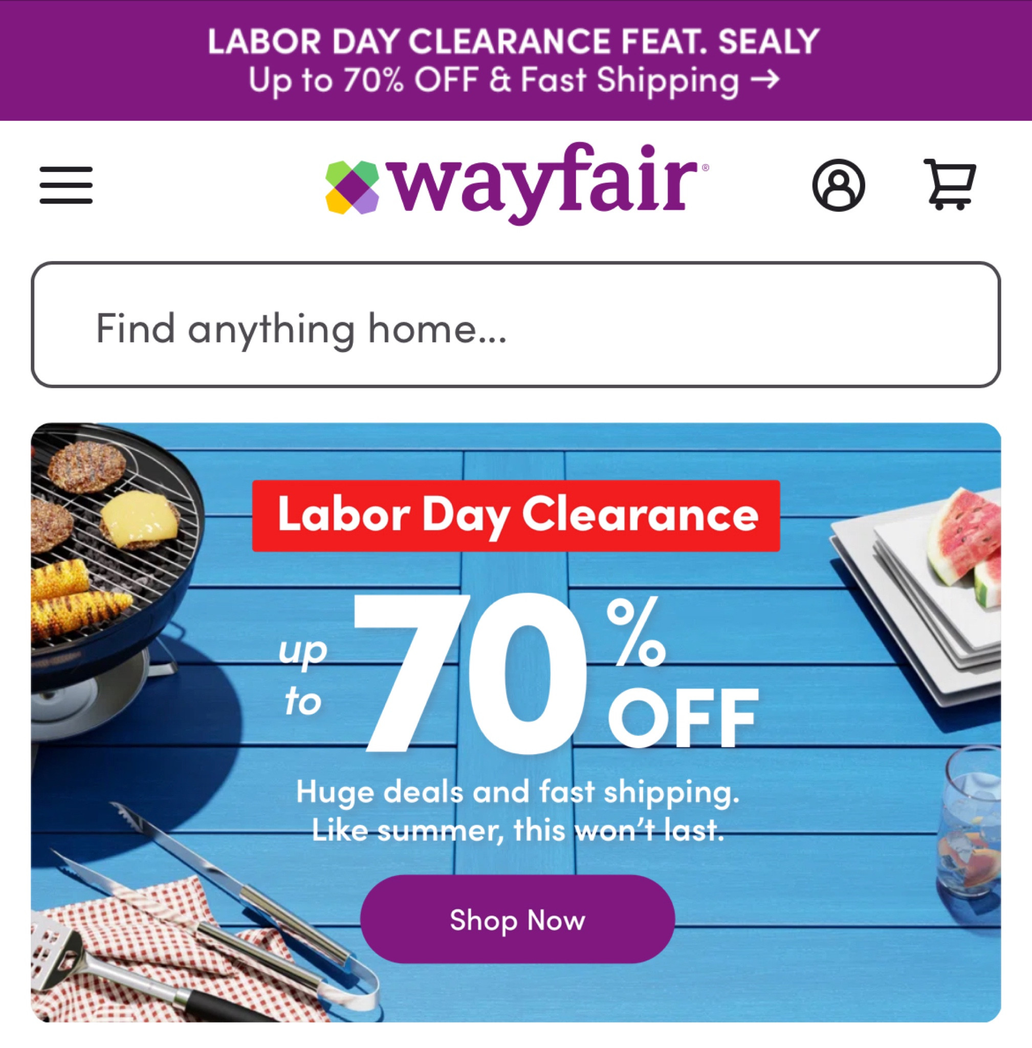 Wayfair Labor Day sale

#LTKSale #LTKhome #LTKFind