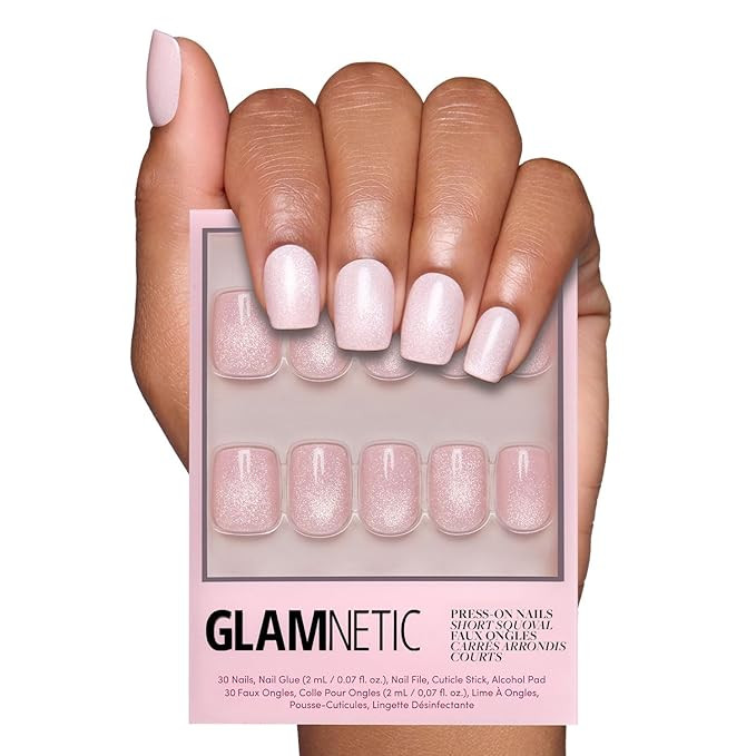 Glamnetic Press On Nails - Pinky Promise Spring Nails | Glossy, Velvet, Short Squoval Fake Nails,... | Amazon (US)
