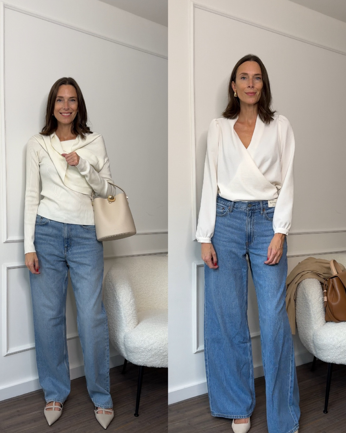 Mid-wash wide-leg jeans. Wide-leg jeans are really having a moment and there are some great ones out there. The Cos ones are really well made and a ‘proper’ denim, whereas the Abercrombie ones are wide in the leg and a much softer, slightly looser denim - which makes them very comfortable !

#LTKStyleTip #LTKFindsUnder100 #LTKSeasonal