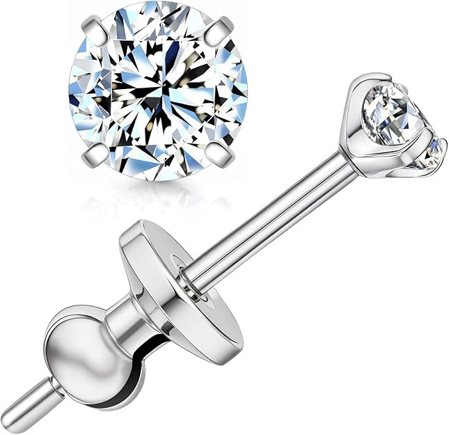 Limerencia Moissanite Stud Earrings, F136 Titanium Screw Back Earrings, D Color VVS1 Clarity Lab-... | Amazon (US)