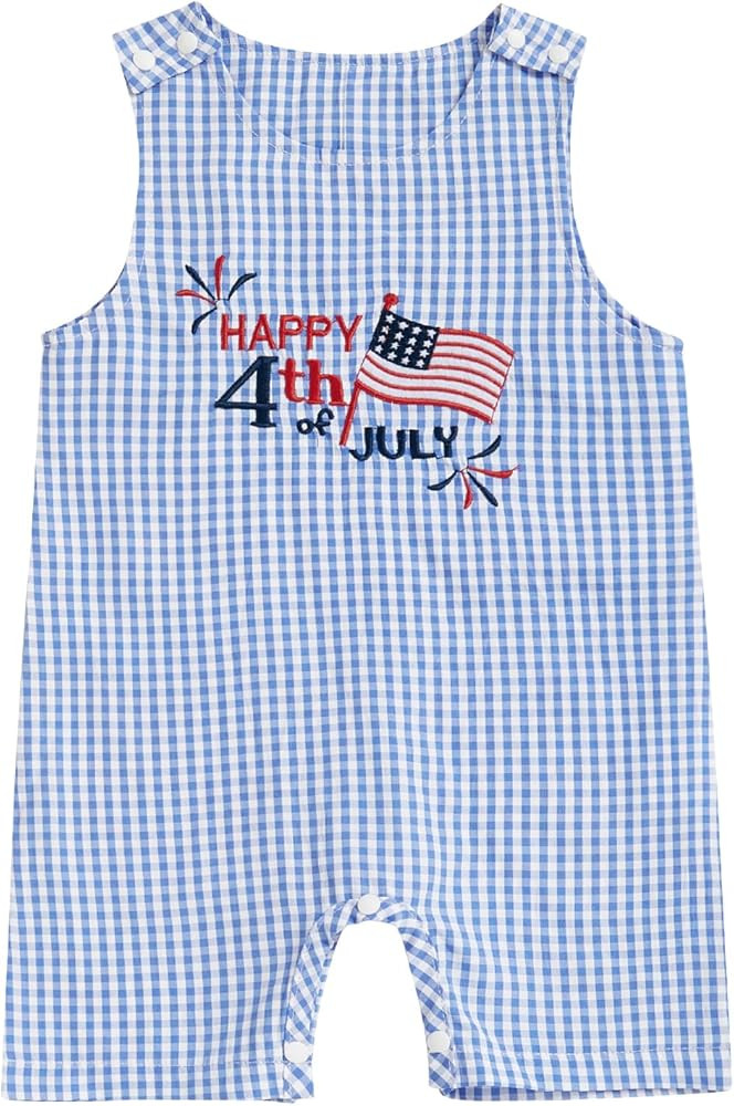 Biayxms Infant Boy Girl 4th of July Outfits American Flag Sleeveless Romper Shorts Newborn Baby M... | Amazon (US)