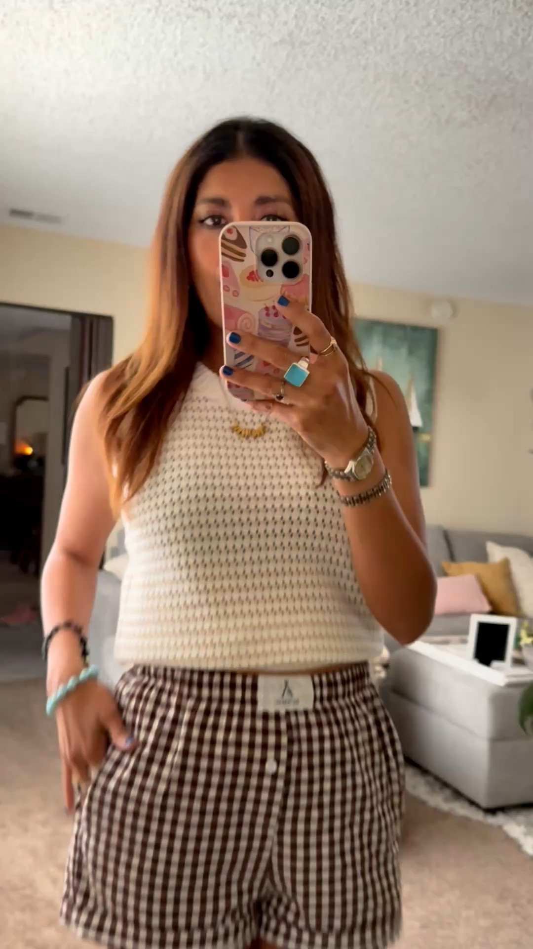 Cozy meets chic 🤍 Loving this effortless summer outfit featuring comfy boxer shorts + a sleeveless knit top for that relaxed yet elevated everyday style. Perfect for lounging at home, coffee runs, casual weekends, or vacation vibes. Neutral tones and lightweight textures are always a yes for warm weather outfits ✨short size xs, top size S

summer outfit, boxer shorts outfit, knit top outfit, sleeveless knit top, casual chic style, neutral outfit ideas, comfy cute outfit, relaxed summer look, effortless style, cozy fashion, casual everyday outfit, lightweight knit top, gingham boxer shorts, lounge outfit aesthetic, vacation outfit inspo, minimalist fashion, trendy casual wear, women’s summer fashion, comfy weekend outfit, elevated basics, chic loungewear, neutral aesthetic outfit, soft girl style, casual ootd, laid back fashion

#LTKgrwm #LTKootd #LTKSaleAlert