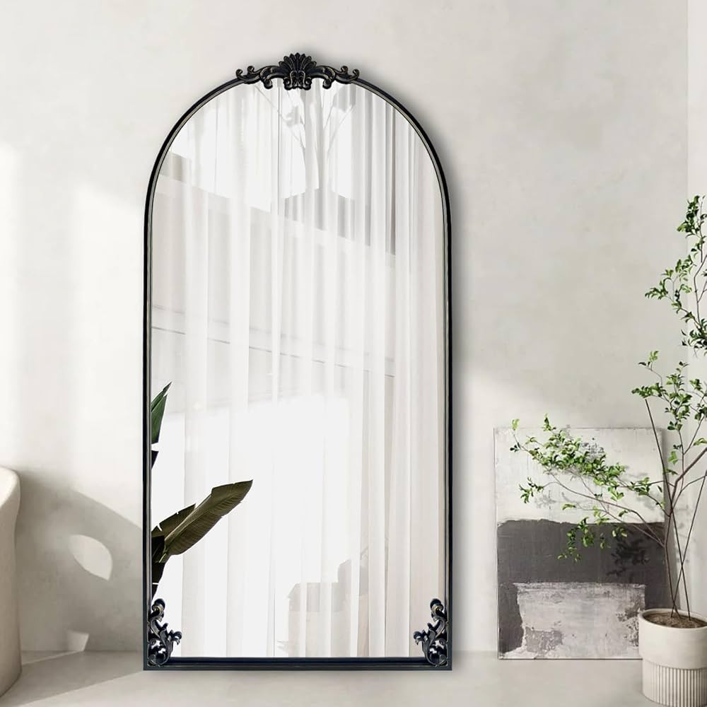 POZINO Large Arched Mirror, Black Traditional Vintage Mirror, Baroque Antique Mirrors, Ornate Car... | Amazon (US)