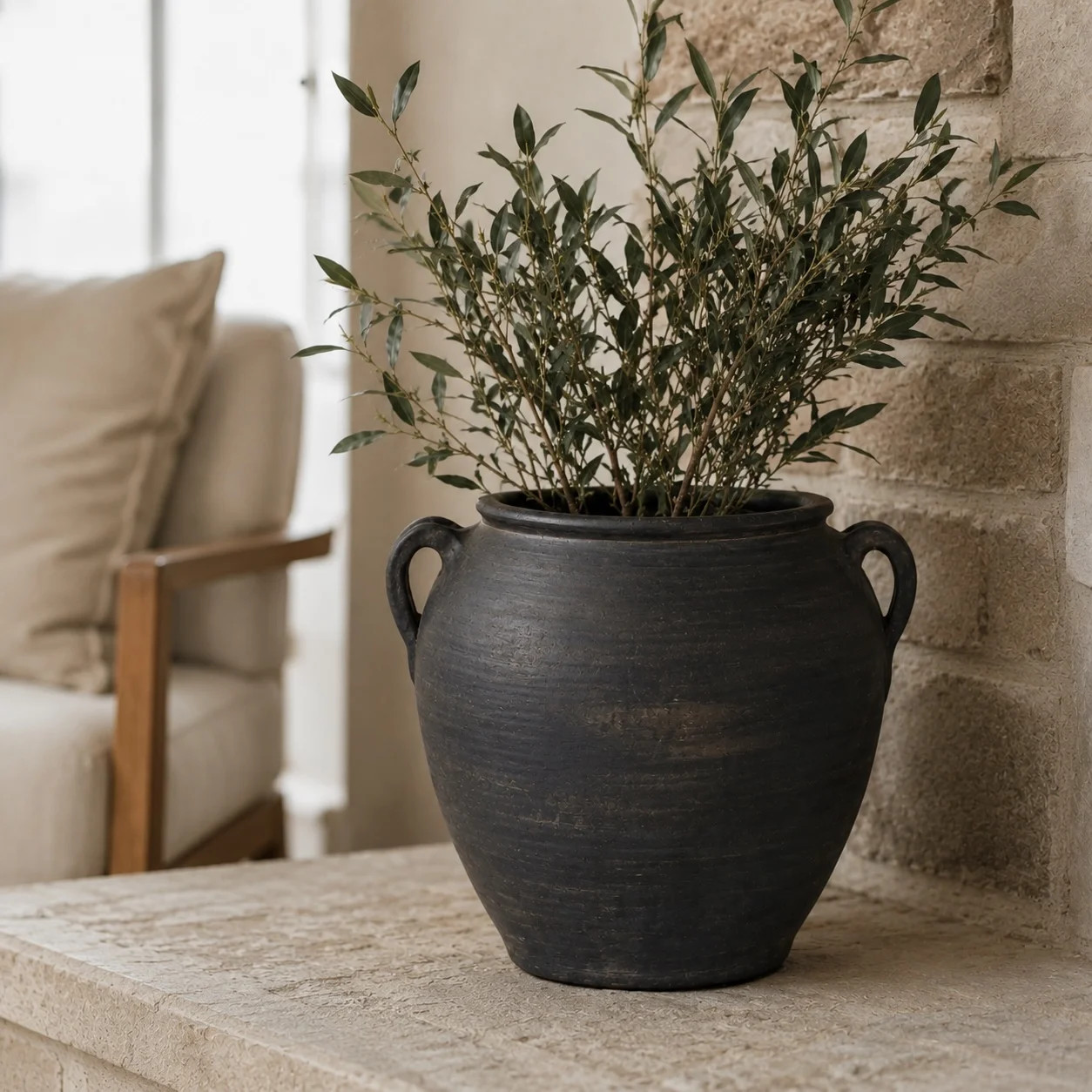 Charcoal/Gray 13" Indoor / Outdoor Earthenware Table Vase | Wayfair North America