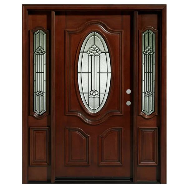 Delux Mahogany Prehung Front Entry Doors With Sidelights | Wayfair North America