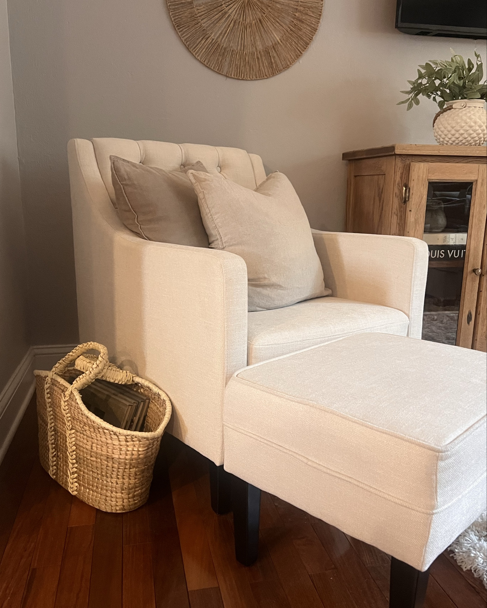Cozy corners! I’ve finally filled this corner in our living room and made it functional as well as cozy. I love the additional seating it gives us and the side board provides extra storage! 

#LTKFamily #LTKHome #LTKFindsUnder100