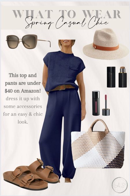 Love this look. The main outfit is $40 and comes in several neutral colors to mix and match the sets! 

Spring outfit, sandals, tote, accessories, beach outfit, travel outfit 

#LTKfindsunder50 #LTKworkwear #LTKtravel