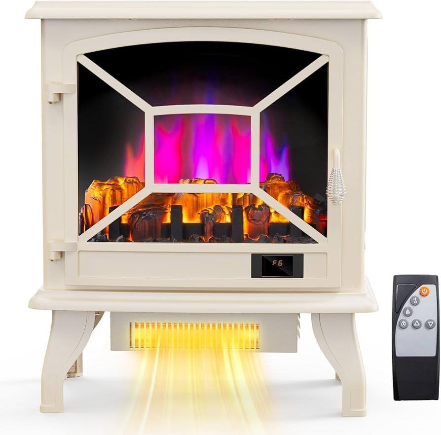 ROVSUN 23" W Electric Fireplace Stove Space Heater, 1400W Portable Freestanding with Thermostat, ... | Amazon (US)