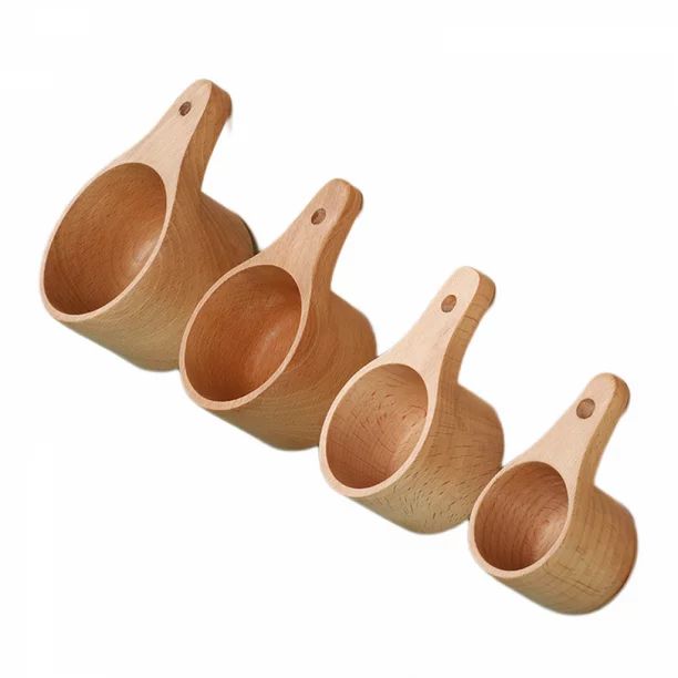 Wood Measuring Cups Set of 4, Handcrafted with Wood Polish Finish, Natural Wooden Measuring Cups ... | Walmart (US)