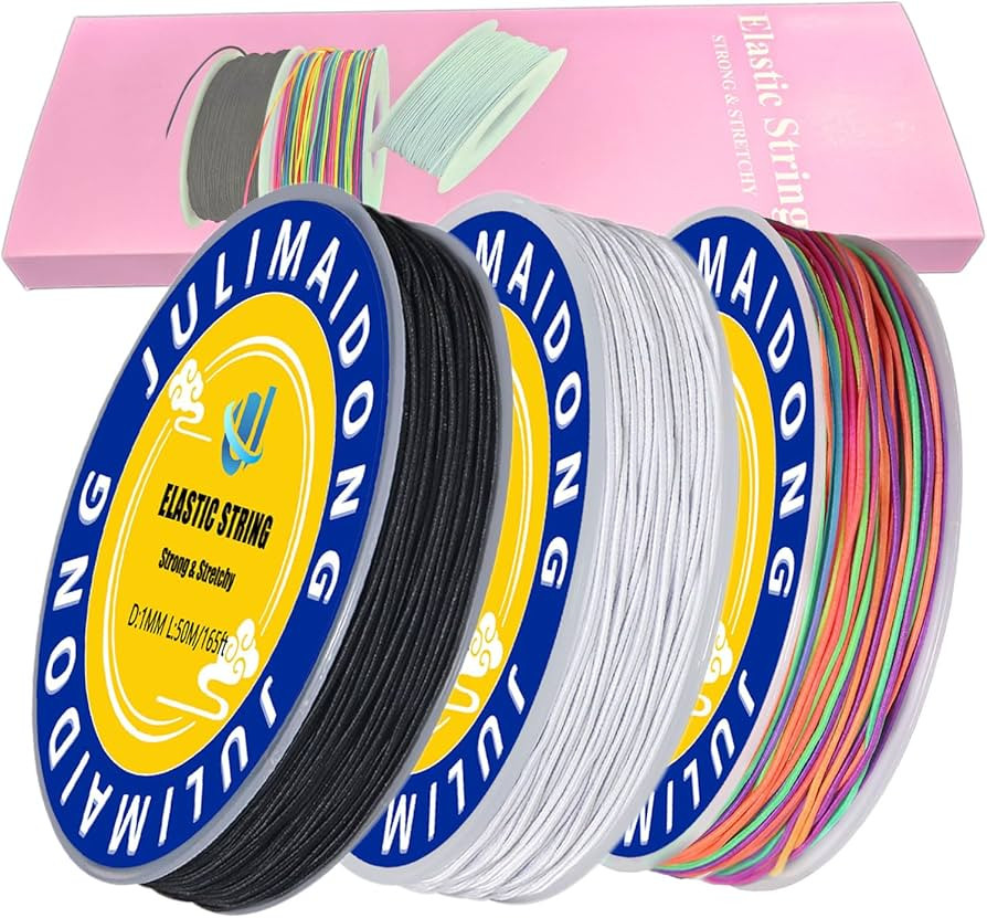 3 Rolls 1.0 mm 255 Feet Rainbow/White/Black Elastic Bracelet Stretchy String Cord, Stretch Bead C... | Amazon (US)
