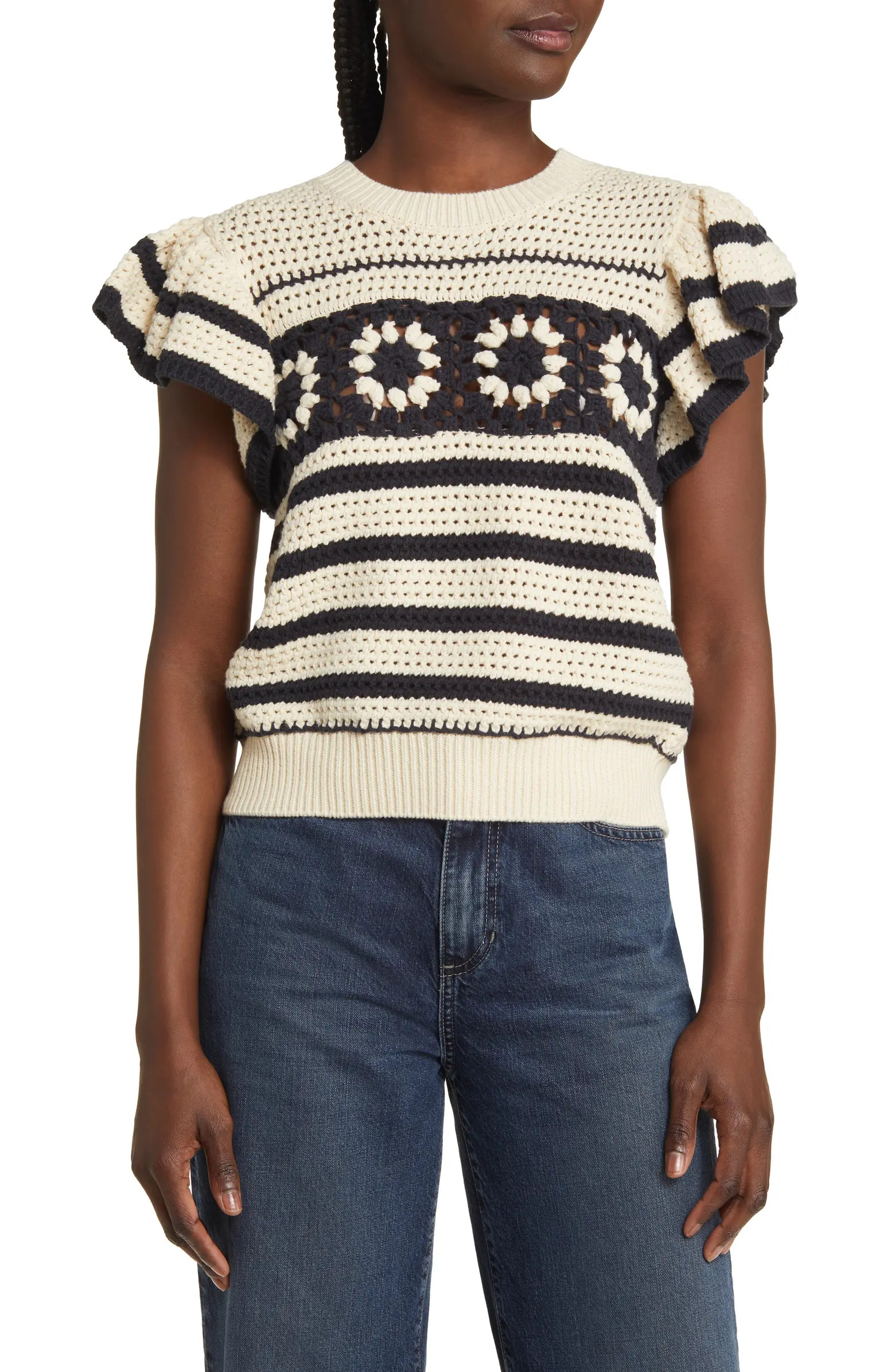 Penelope Short Sleeve Open Stitch Sweater | Nordstrom