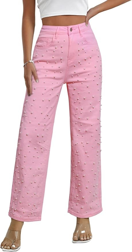 Kedera Women's High Waisted Jeans Boyfriend Baggy Wide Straight Leg Casual Denim Pants Trousers | Amazon (US)