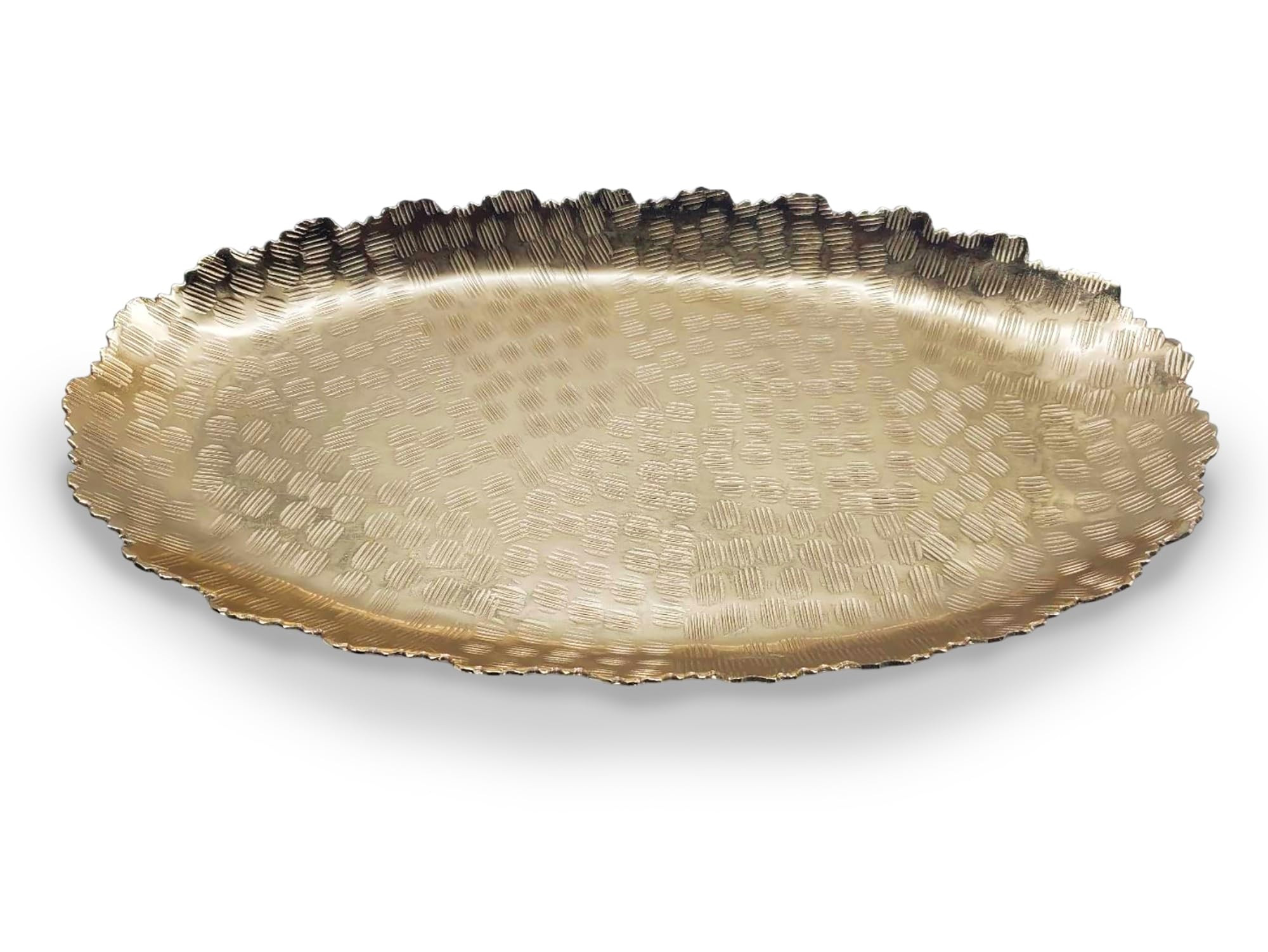 Hammered Brass Oval Tray with Rough Decorative Edge – Gold Color Large Festive Holiday Serving ... | Amazon (US)