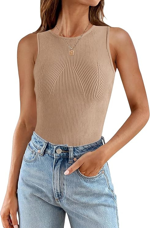 PRETTYGARDEN Womens Ribbed Tank Tops 2024 Summer Crewneck Sleeveless Tops Casual Tight Slim Fitte... | Amazon (US)