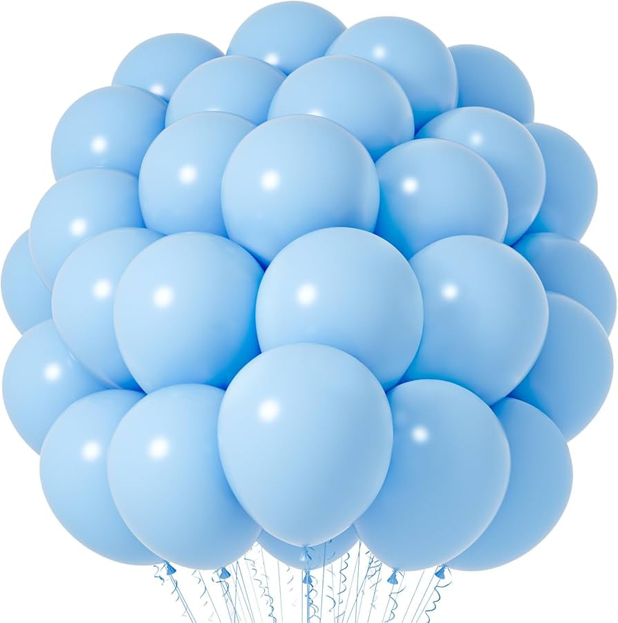 Light Blue Balloons, 66pack 12inch Baby Blue Latex Party Balloons for Boys Girls Birthday Party, ... | Amazon (US)