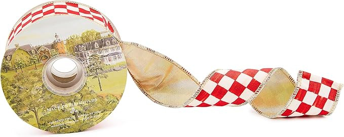 MACKENZIE-CHILDS Ribbon, Wired Ribbon for Christmas Gift Wrapping and Decor, 4", Red-and-White Re... | Amazon (US)