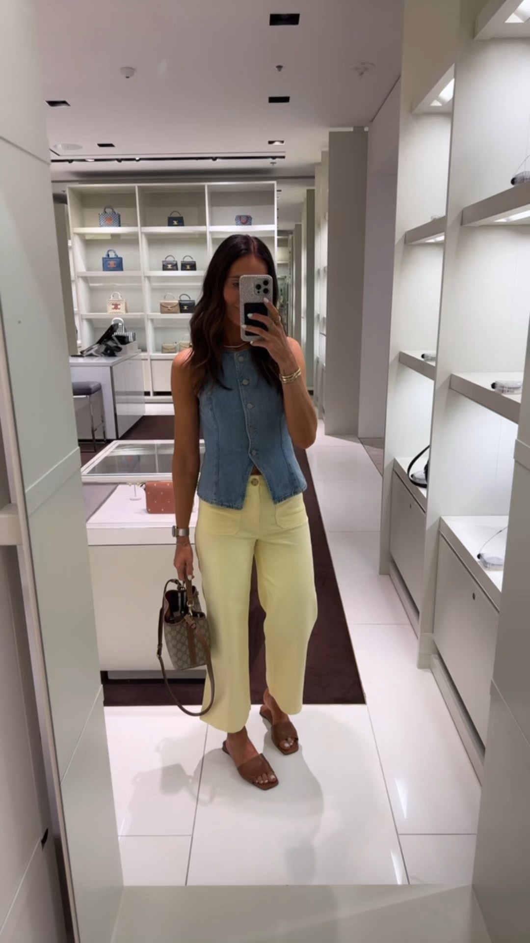 Brunch outfit / girls night outfit / spring outfit idea/ trending color - buttery yellow - these jeans are 50% off and under $40. Denim vest fits tts 

#LTKWatchNow #LTKFindsUnder50 #LTKStyleTip