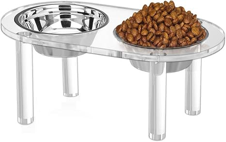 NIUBEE Raised Cat Dog Bowls, Clear Acrylic Elevated Pet Feeder with Dishes for Food and Water | Amazon (US)