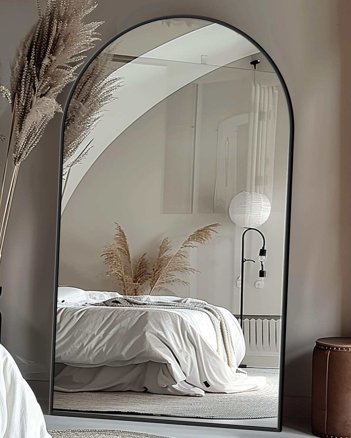 Antok 72" x44” Arched Full Length Mirror, Floor Mirror with Stand,Black | Amazon (US)