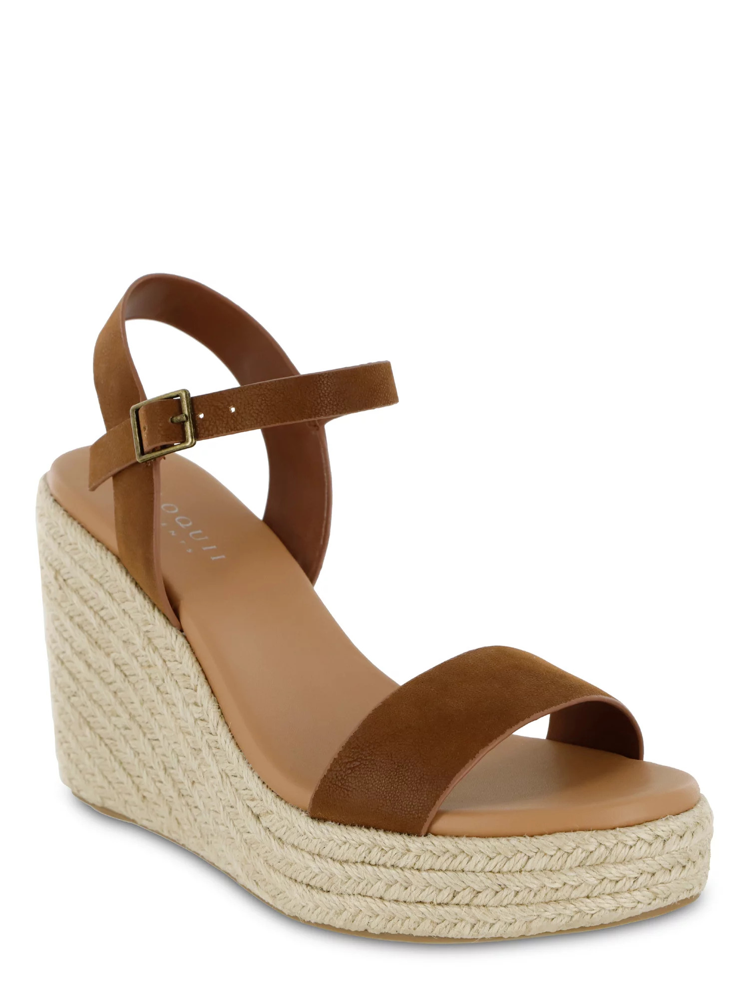 ELOQUII Elements Women's Wide Width Raffia Wedge Sandals - Walmart.com | Walmart (US)
