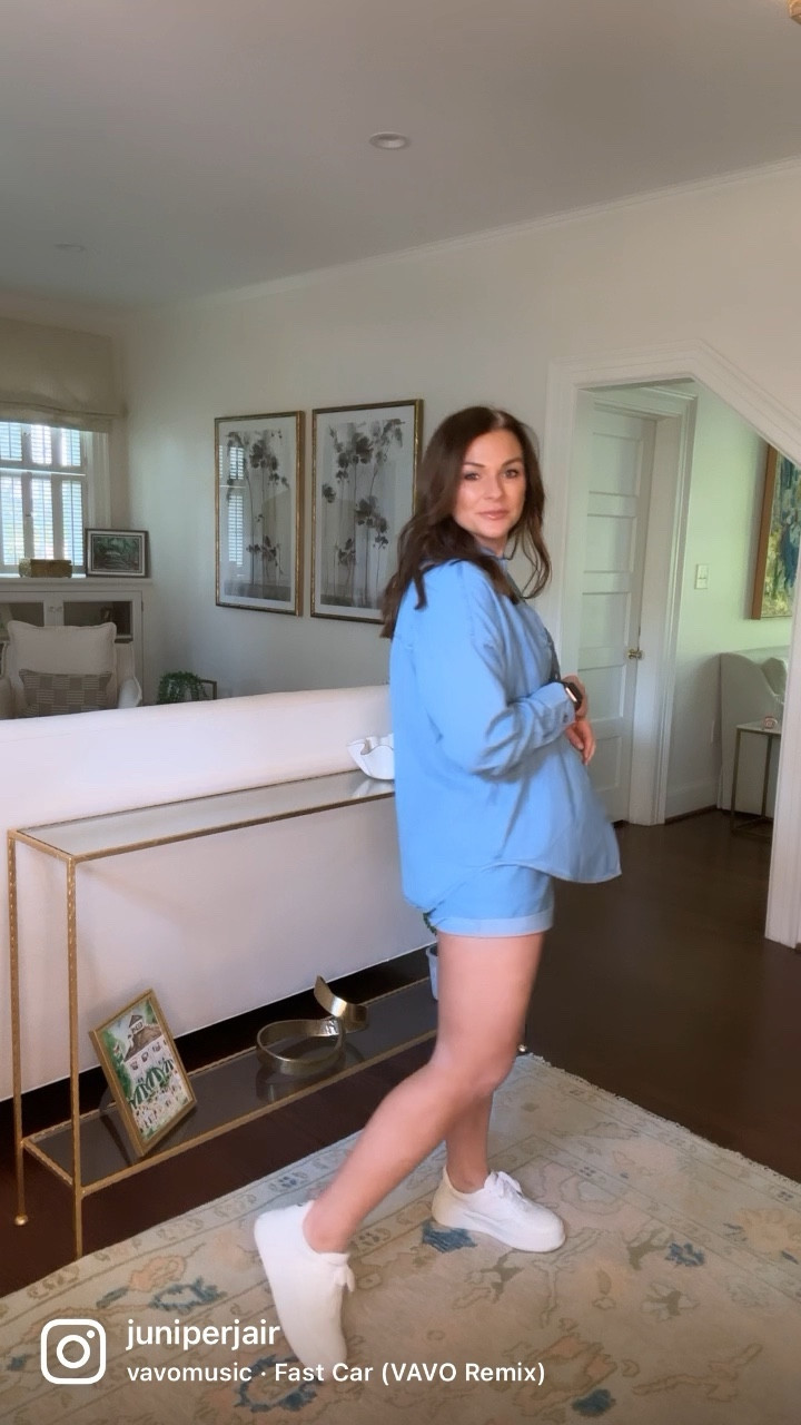 Denim on denim outfit. Denim shorts. Denim top. Denim on denim. Capsule wardrobe. Easy style. Spring style. Spring fashion. Spring fashion trends. Matching set. 

#LTKstyletip #LTKSeasonal #LTKunder100