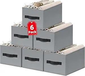 Criusia Large Blanket Storage Basket - 6 Pack Fabric Storage Bins for Closet Shelf, Storage Baske... | Amazon (US)