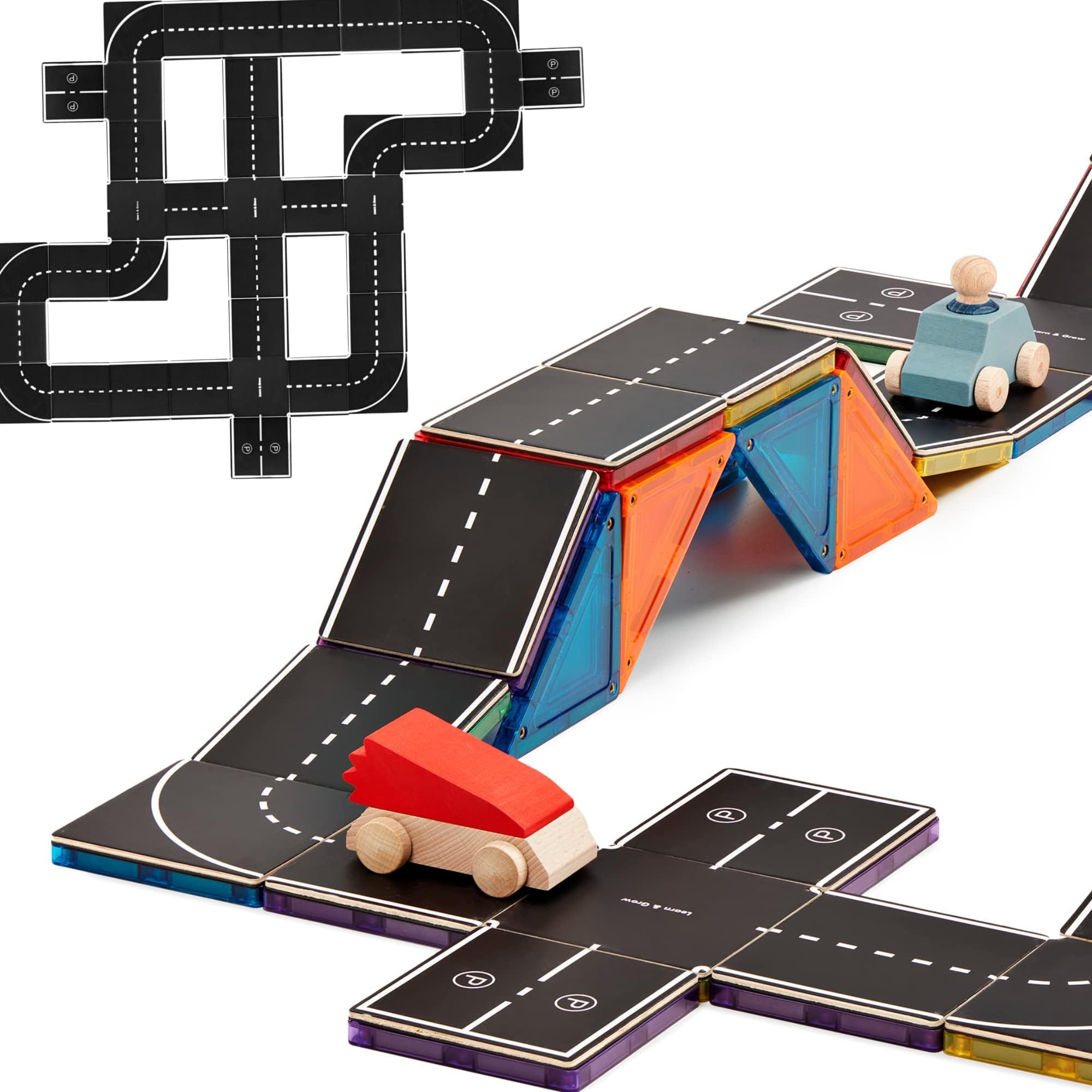 Learn & Grow Road Toppers 40PCs, Magnetic Tile Accessory, Magnet Building Set Road Pack Add on- S... | Amazon (US)