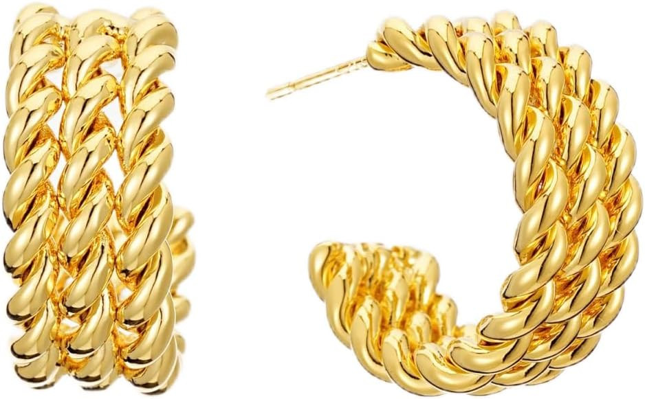 Sylph Twisted Gold Hoop Earrings for Women 14K Gold Plated Rope Round Hoops Hypoallergenic Party ... | Amazon (US)