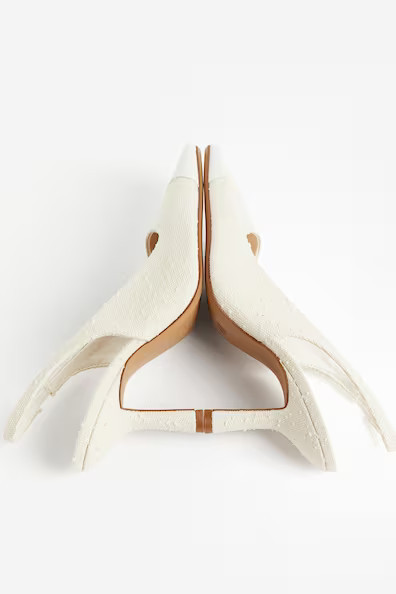 H & M - Textured slingbacks - White | H&M (UK, MY, IN, SG, PH, TW, HK)