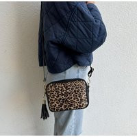 Leopard Print Italian Leather Crossbody Bag Black Handmade Genuine Box Minimalist Shoulder Elegant Classic For Women | Etsy (UK)