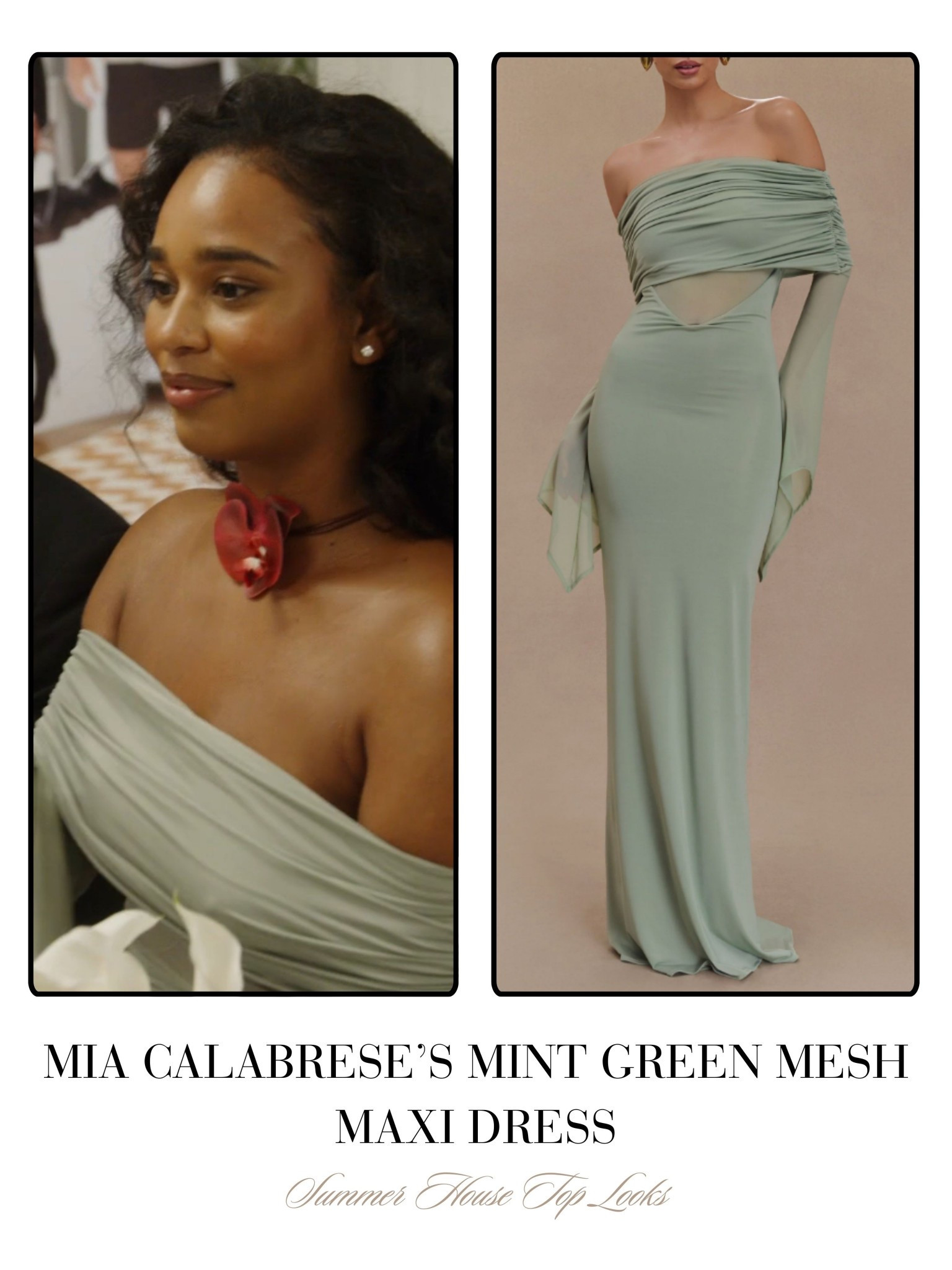 Mia Calabrese’s Mint Green Mesh Maxi Dress 