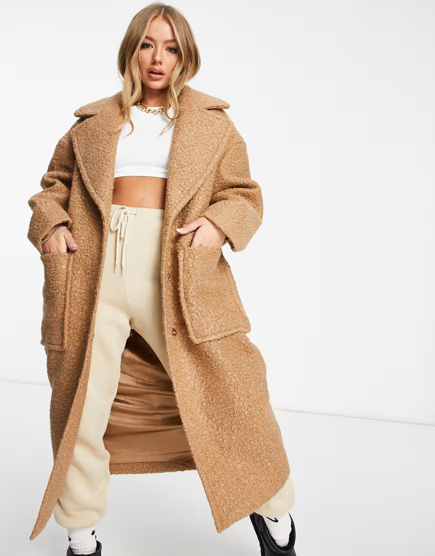UGG Hattie long oversized coat in camel-Beige | ASOS (Global)