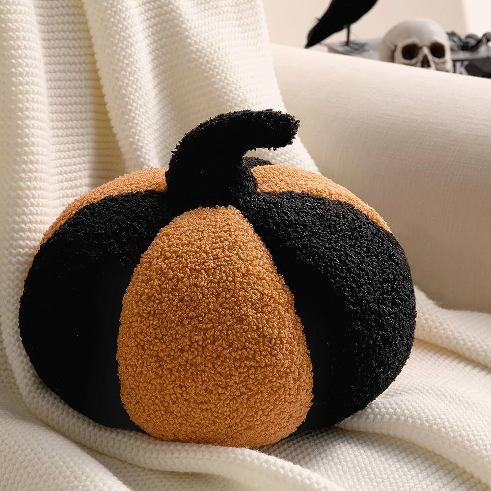 Phantoscope Teddy Fleece Pumpkin Throw Pillows Ultra Soft Sherpa Decorative Cute 3D Shaped Cushio... | Amazon (US)