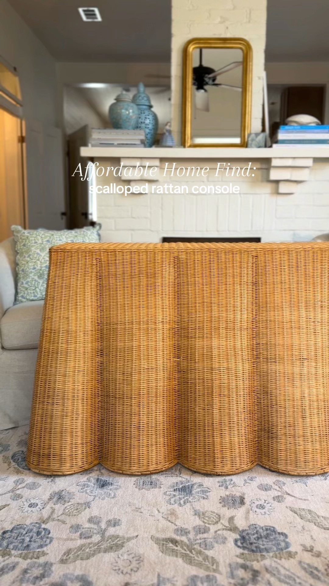Scalloped rattan console, rattan furniture for a coastal grandmillennial home decor

#LTKHome