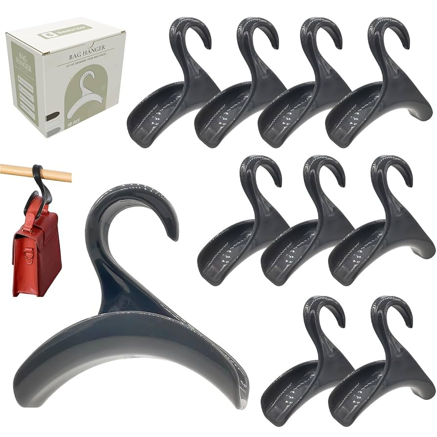 Purse Hanger Closet, Purse Holder for Closet Grey Backpack Hanger Hook for Organizer Storage Purs... | Amazon (US)