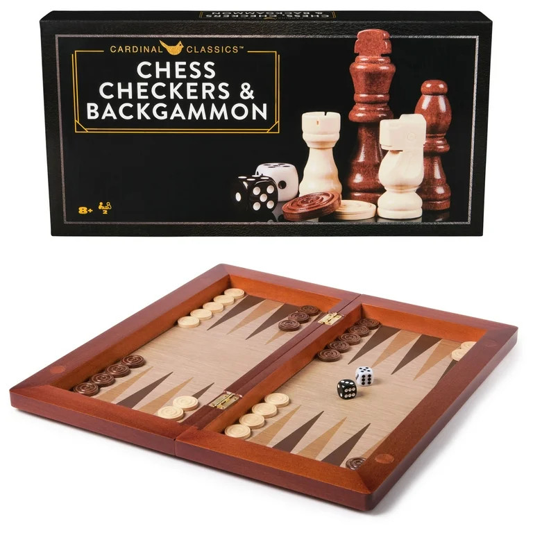 Spin Master Games, Cardinal Classics, Wood Chess, Checkers, and Backgammon Set, Ages 8 and up | Walmart (US)