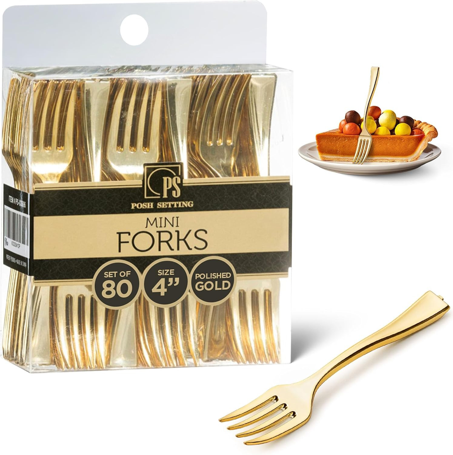 Posh Setting - Plastic Mini Forks, Gold Mini Forks, Gold Plastic Mini Dessert Forks, Disposable T... | Amazon (US)