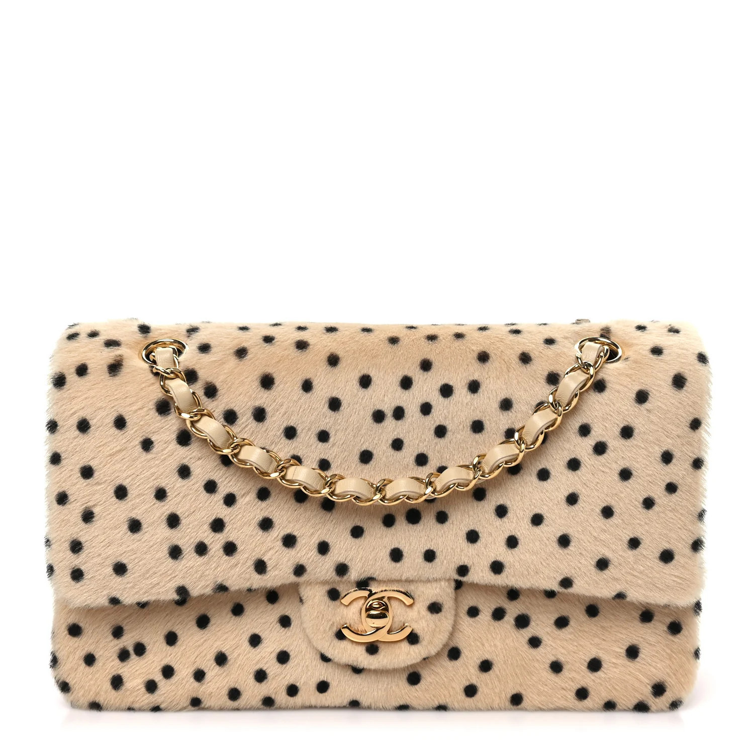 Pony Hair Cheetah Printed Creative Fabrics Flap Light Beige Black | FASHIONPHILE (US)