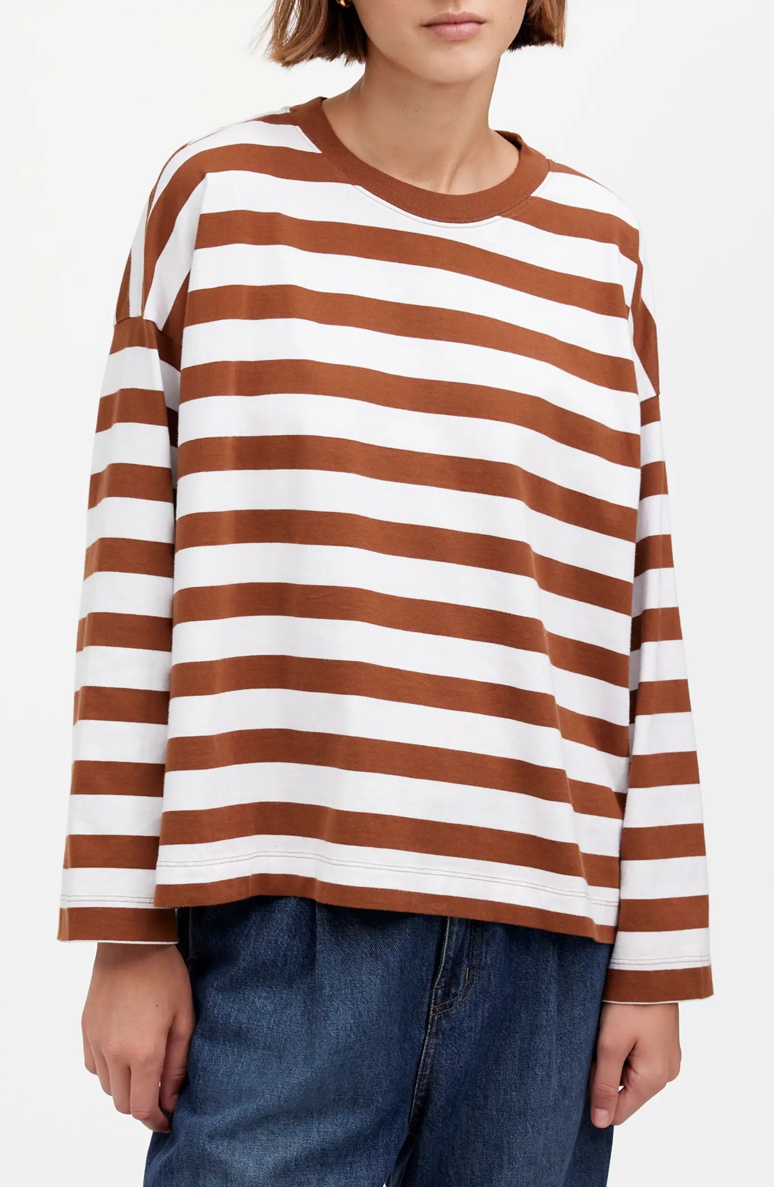 Stripe Oversize Long Sleeve Crewneck T-Shirt | Nordstrom