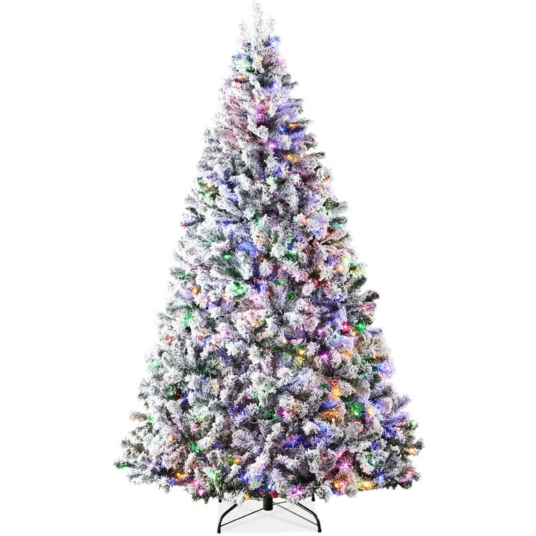 Best Choice Products 6ft Pre-Lit Christmas Pine Tree w/ Flocked Branches 250 Multicolored or Warm... | Walmart (US)