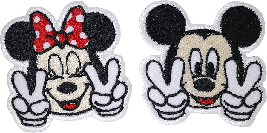 CLOVER INTER 2 Pcs Mickey & Minnie Face Patches Iron on Embroidered Badge Saw On Patch for Jeans,... | Amazon (US)
