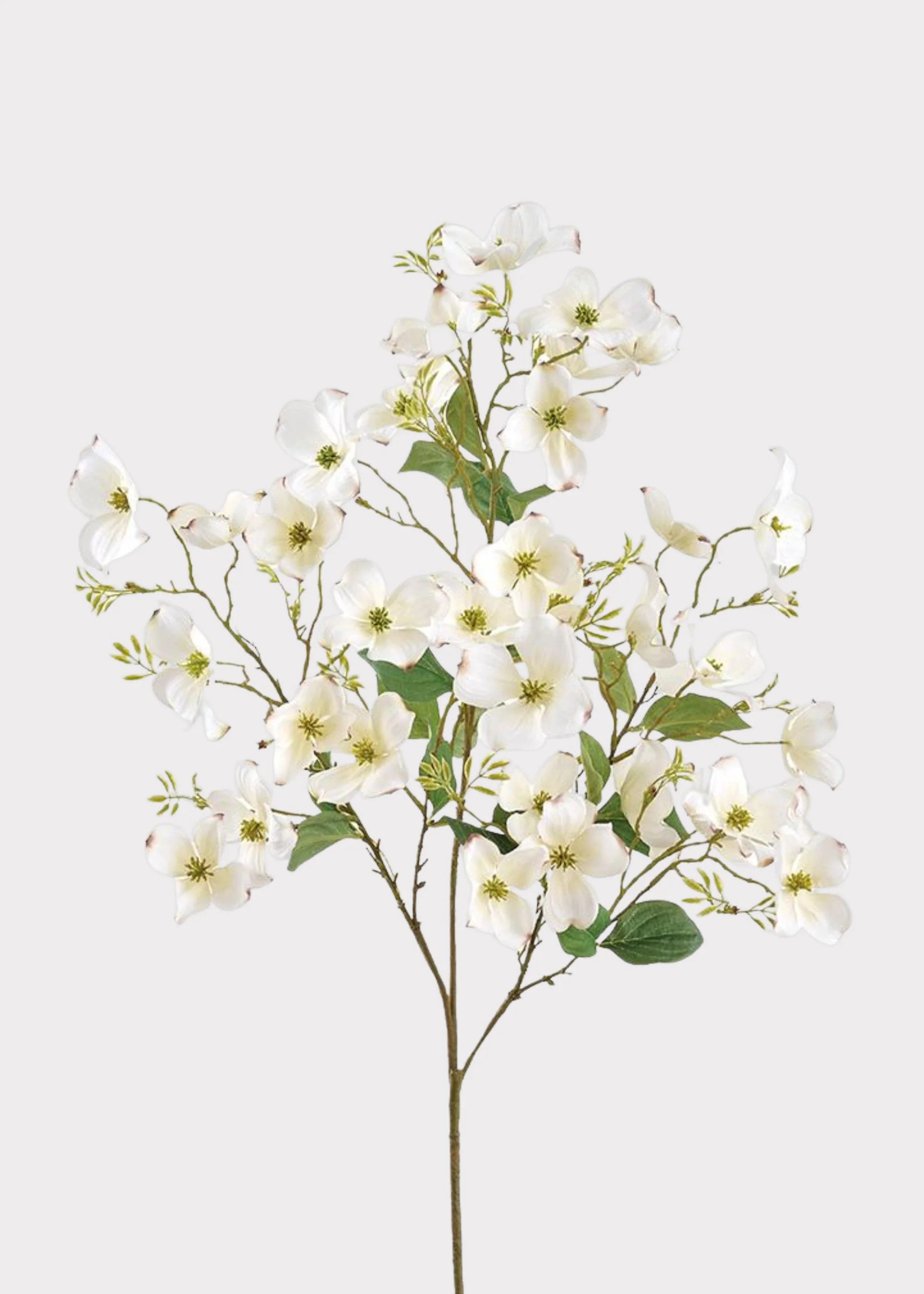 Artificial Blooming Dogwood Flower Branch in White - 44" | Afloral