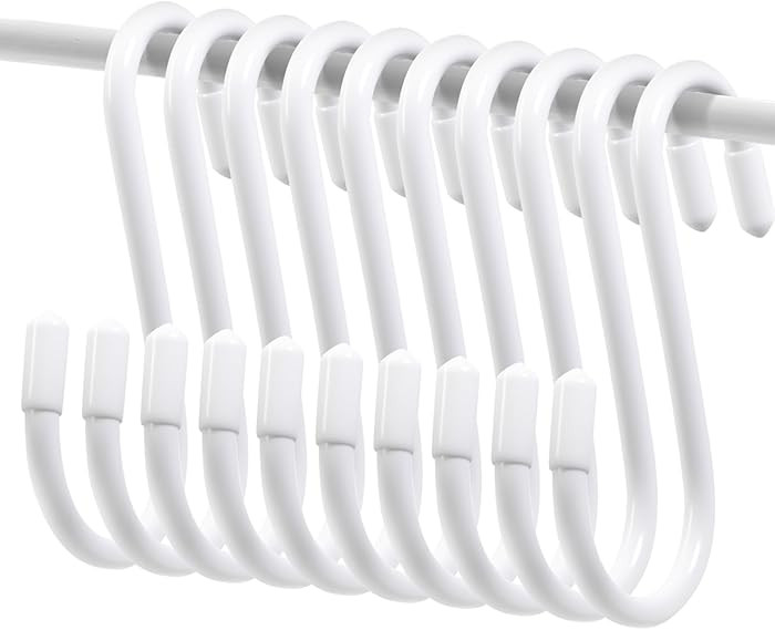 10-Pack 4 Inch White S Hooks, Vinyl Coated Heavy Duty Hanging Hooks for Closet,Kitchen,Bathroom &... | Amazon (US)