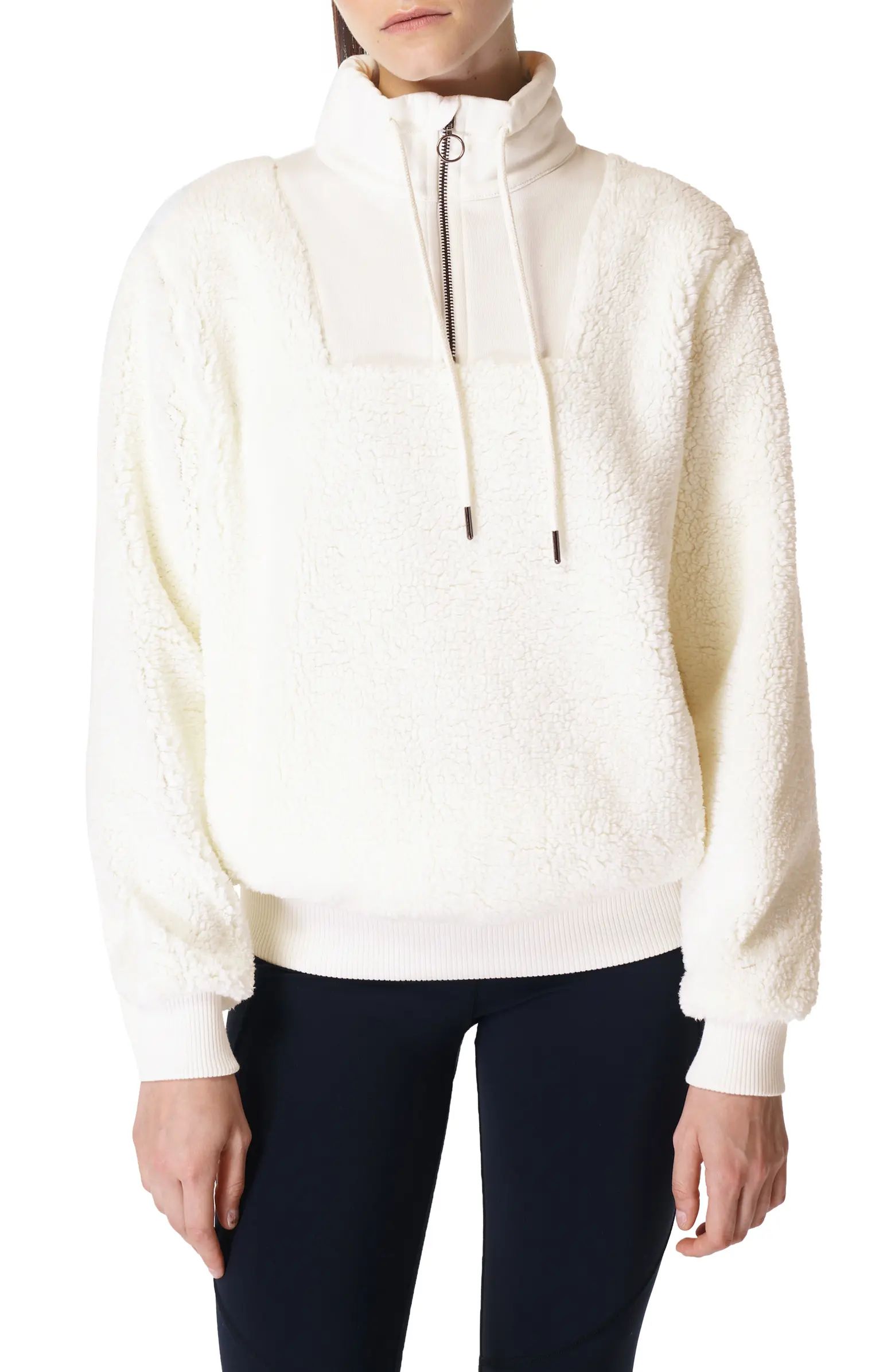 Sweaty Betty Faux Shearling Quarter Zip Pullover | Nordstrom | Nordstrom