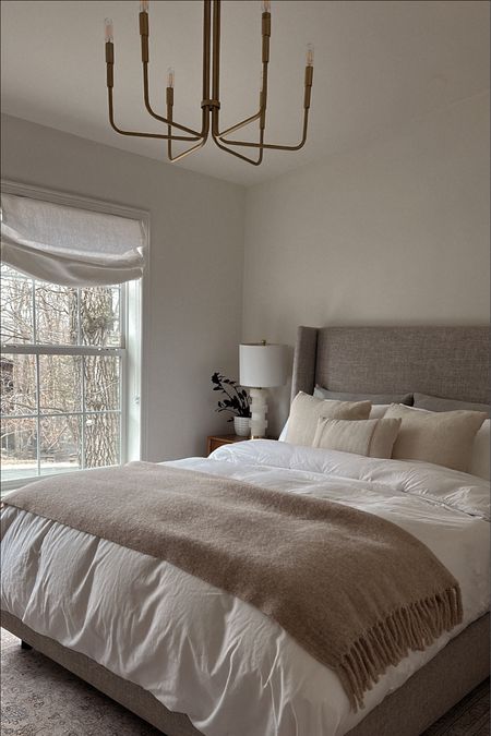 Our cozy little guest bedroom at our lake house that's become one of my favorite rooms. I linked what I could find! The throw is H&M and such an amazing score. I included a similar version they currently have on their site.