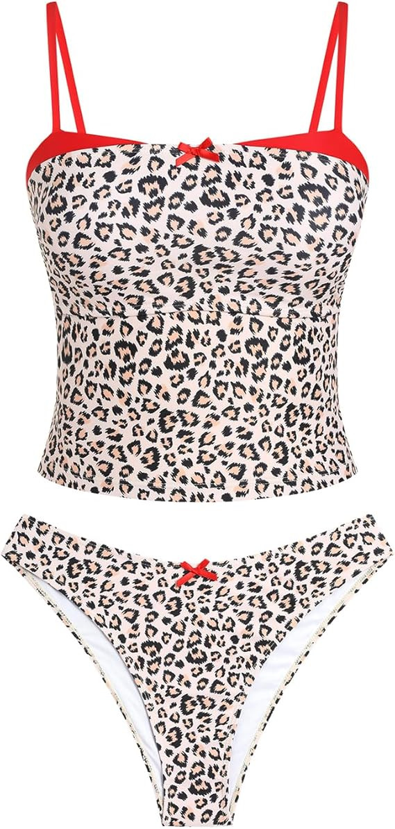 ZAFUL Cute Tankini Swimsuits for Women Retro Y2K High Cut Two Piece Bathing Suit 2026 Beach Swimw... | Amazon (US)