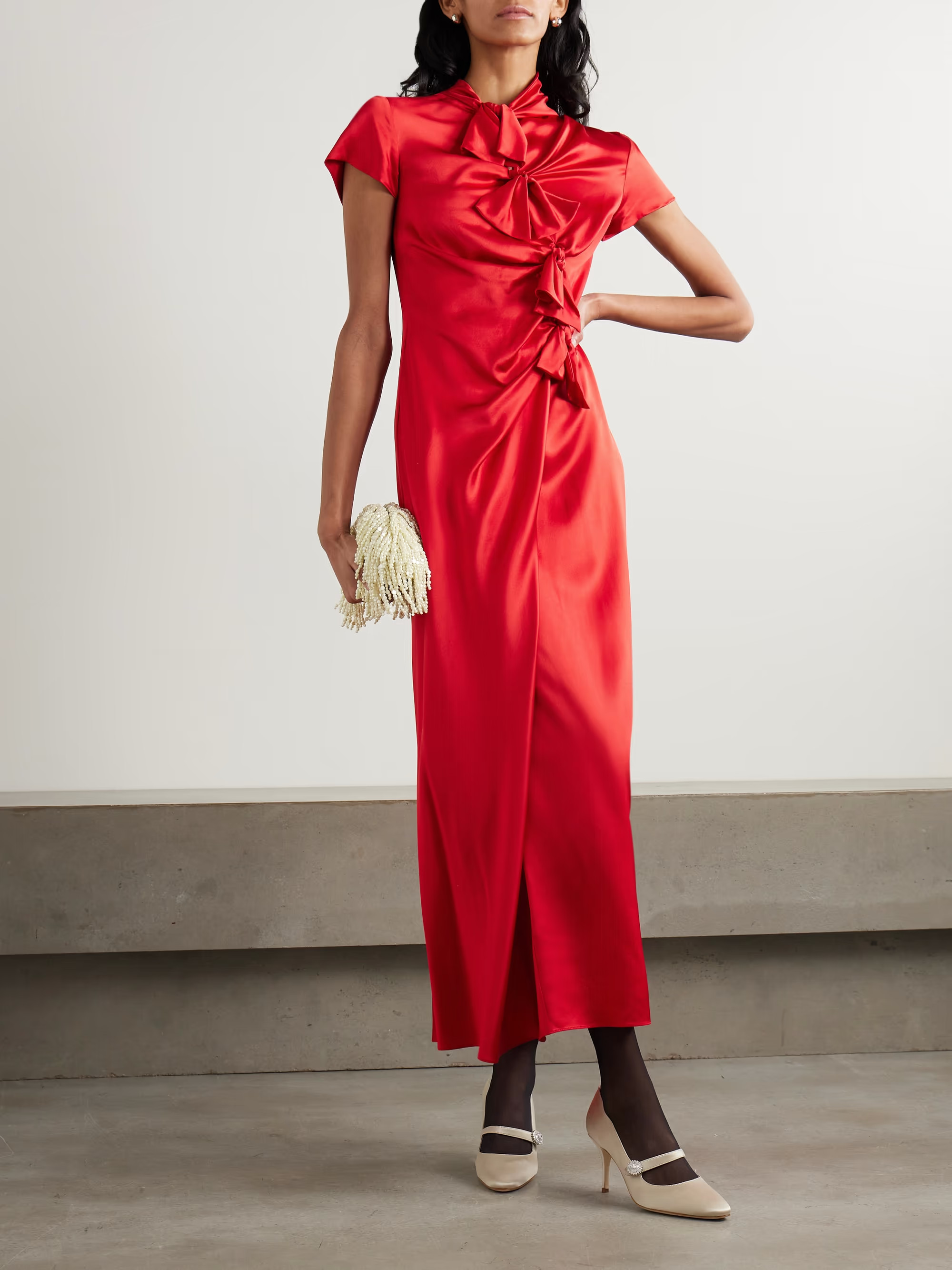 Kelly tie-detailed silk-satin midi dress | NET-A-PORTER (UK & EU)