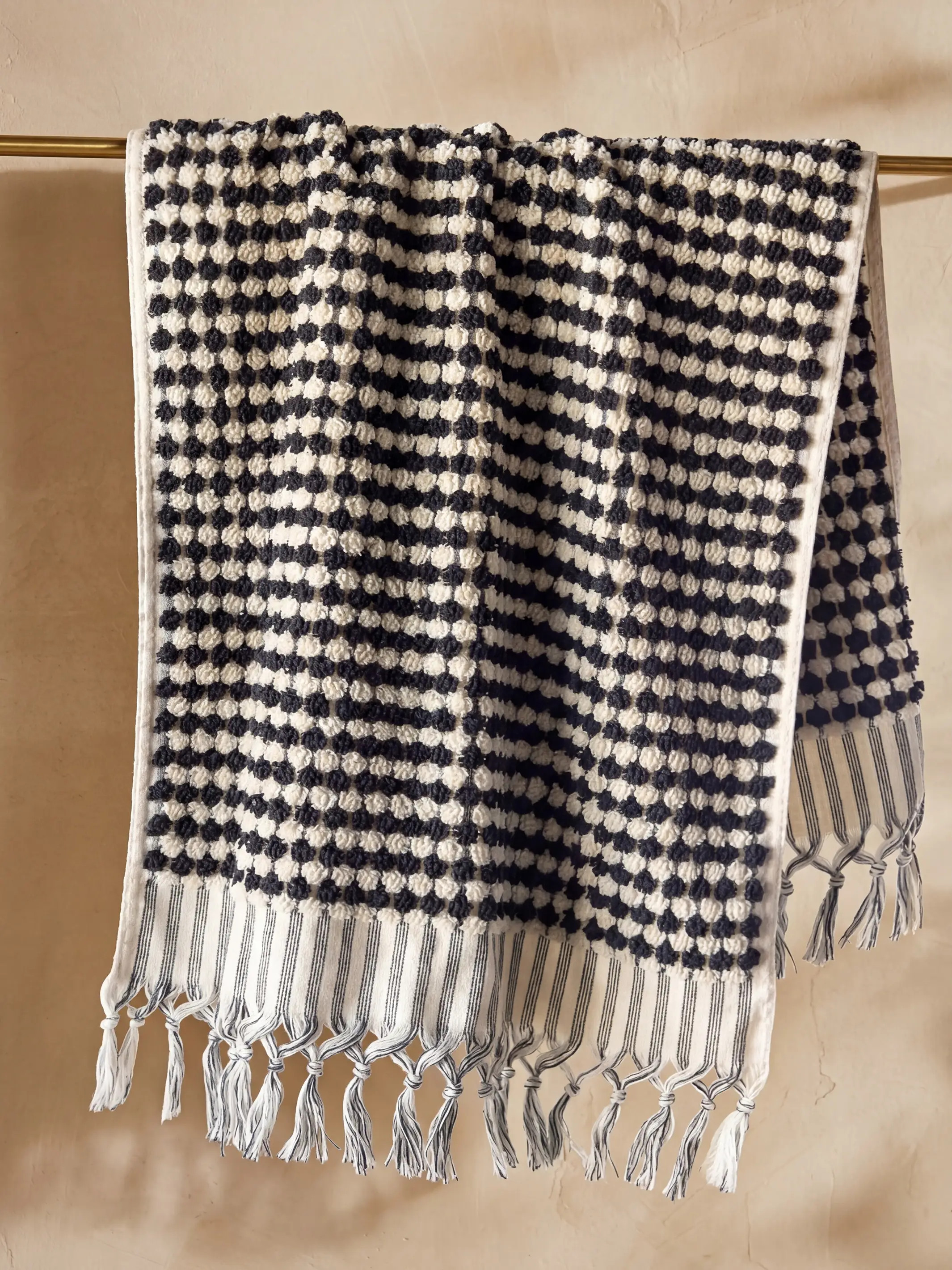 Turkish Cotton Woven Hand Towel - Black Gingham | Natural Life
